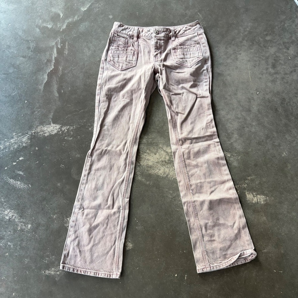 American Eagle Womens Purple Low Rise Flare Stretch Jeans Size 2 Long